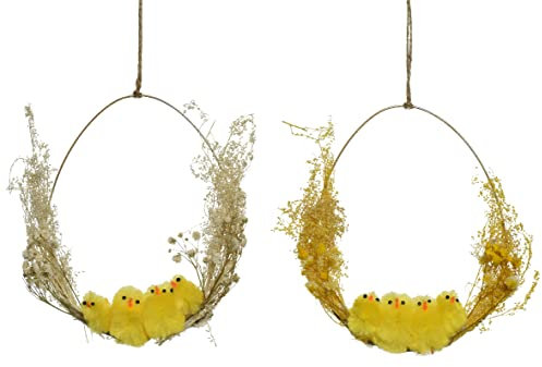 Decoris Ostereier zum Aufhängen 16cm x 1 Stück Sortiert Metall Trockenblumen Kranz Osterdeko Hängedeko
