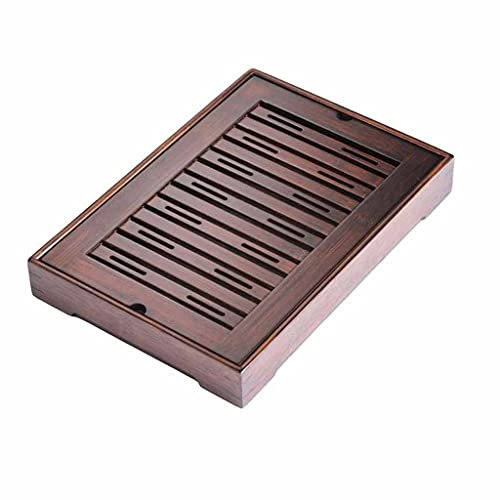 1 paquete de bandeja para servir mesa de café, bandeja de té de bambú, bandeja de té rectangular, bandeja organizadora de té simple, bandeja de almacenamiento de té (tamaño: mediano)