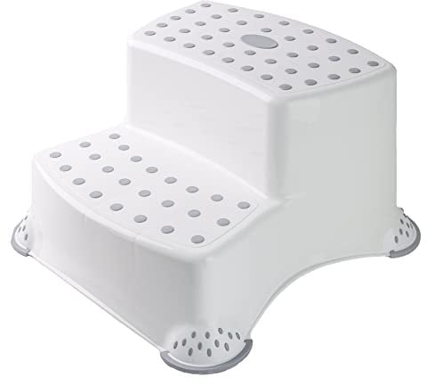 DIVCHI Toddler Toilet Step Stool Baby Anti Slip 2-UP Step Stool Stepup Stools For Potty Training Bathroom & Kitchen (White)