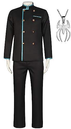 Anime BLUELOCK Cosplay Kostüm Outfits Uniform mit Halskette Anime-Charakter Rin Itoshi Halloween-Karnevalsparty-Verkleidung für Erwachsene Geeignet für Anime-Ausstellungen, Geschenke (Schwarz, S)