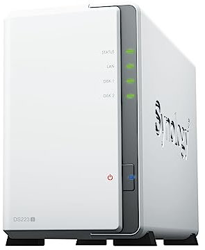 Synology DS223j - Discstation NAS a 2 bay (Realtek RTD1619B, 4 core, 1,7 GHz, 1 GB DDR4 Ram 1 porta LAN RJ-45 1 GbE) bundle con 2 dischi WD RED Plus HDD (WD30EFPX – 68C6CN0)