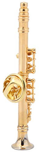Natudeco Klarinetten-Brosche vergoldet, Vergoldung Klarinette Golden Elegant Brosche Musikinstrument Brosche, Anstecknadeln, Klarinetten-Instrumenten-Brosche Mit Geschen