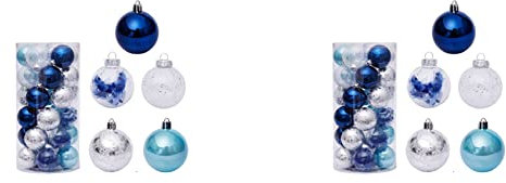 Speesy 60 Stück Weihnachtskugeln 6 cm für Blaue Weihnachtskugeln Kunststoff Christbaumschmuck Dekorationen Zuhause Anhänger