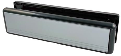 10 UPVC Sleeved Door Letter Box Plate - Silver Flap with Black Surround (20-40mm)