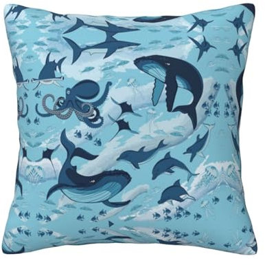 FROON Four Seasons Universal-Kissenbezug mit Fisch und Oktopus, ideal als Sofakissen, Taillenkissen, oder dekoratives Sitzpolster