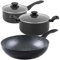 PROGRESS COMBO-8964 Marble Ceramic Pan Set – 3 Piece with 20 cm Saucepan, 24 cm Stockpot, 28 cm Stir Fry Pan, Healthy Ceramic Non-Stick Coating, PFAS-Free, Induction, Lightweight Aluminium Cookware