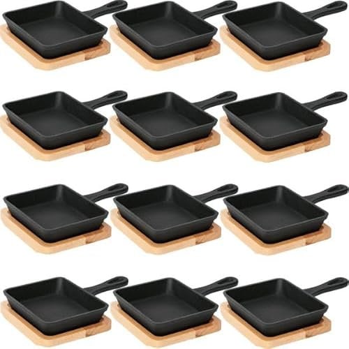 Playflip Mini Servierpfanne 12,5 x 10,5 x 2,5 cm Gusseisen, nicht spülmaschinenfest, für Gas-, Induktion- und Elektroherde geeignet