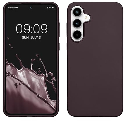kwmobile Case Compatible with Samsung Galaxy A35 Case - Soft Slim Metallic TPU Silicone Cover - Metallic Berry