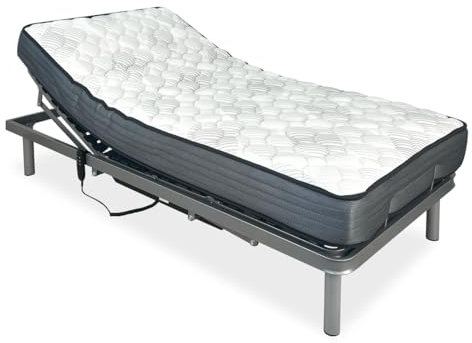 amuéblate online - Pack Cama Eléctrica Articulada Reforzada Ergotop de 5 Planos con Colchón Viscoelástico Dorsaltec, 90 x 190 cm