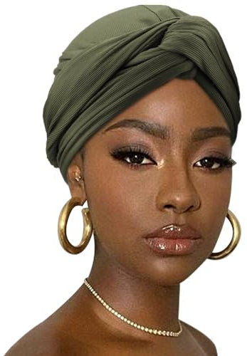 DRESHOW Haar Wrap für Damen Gerippte Weich Turban Stretch Jersey Kopftuch Atmungsaktiv Leichtgewicht Turban Einfarbig