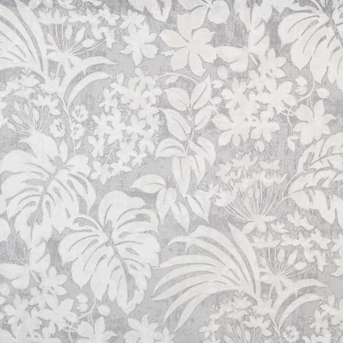 Kt KILOtela - Bedruckter Leinwandstoff, Dekoration, Polster, Kissen, Vorhänge, Tagesdecken, Taschen, Tischdecken, Bastelarbeiten, Breite 280 cm, Länge nach Wahl 50 in 50 cm, Botanical Paula Grau