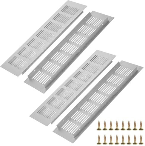 4 griglie di ventilazione in alluminio, griglia di ventilazione, griglia di ventilazione, rettangolare, per scarpiera, bagno, cucina, soggiorno, 80 mm x 300 mm