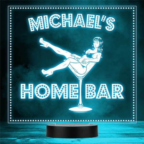 Pin Up Girl in Martini Glass Your Home Bar Man Cave Colour Change Night Light | Personalised Gift for Home, Lamp Room Décor | Kids & Adults Night Lights with Name | Personalised Gift for Bedroom |