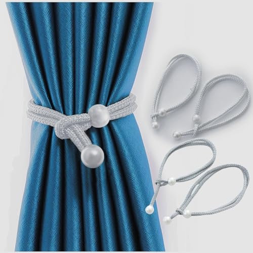 Gardinen Raffhalter, Sinxioer Perle Gardinenhalte Vorhang Binder Schnallen Moderne Gardinenclips Schlafzimmer - Grau Raffhalter für gardinenr 4 stück.