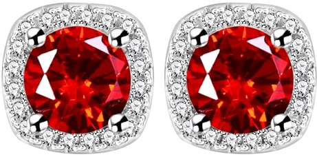Oneress Bold Red Cubic Zirconia Stud Earrings Classy and Elegant CZ Stud Earrings Must-have for Special Events for Women YA4139 (Red)