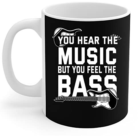 Teetasse You Hear The Music But You Feel The Bass Vintage Bass Guitar Kaffeetassen Mehrfarbig Keramik Tasse Personalisiert Tassen Für Kaffee-Tasse Arbeit Muttertag 330Ml