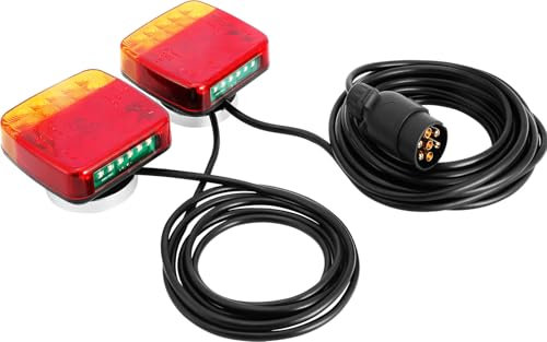 AGRISHOP LED Rückleuchten Anhänger Magnetisch 5Funktion 12v Wasserdicht Anhänger Beleuchtung set 7polig mit 7,5m Kabel Magnet,Rücklichter für LKW