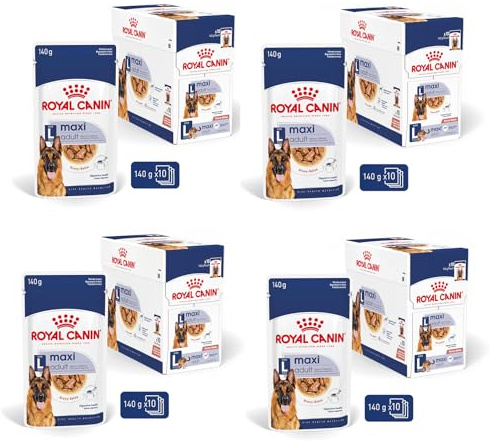 ROYAL CANIN Maxi Adult | 4er Pack | 4 x 10 x 140 g | Alleinfuttermittel für Hunde | Für ausgewachsene große Hunde (26 bis 44 kg) | Vom 15. Monat bis zum 5. Lebensjahr
