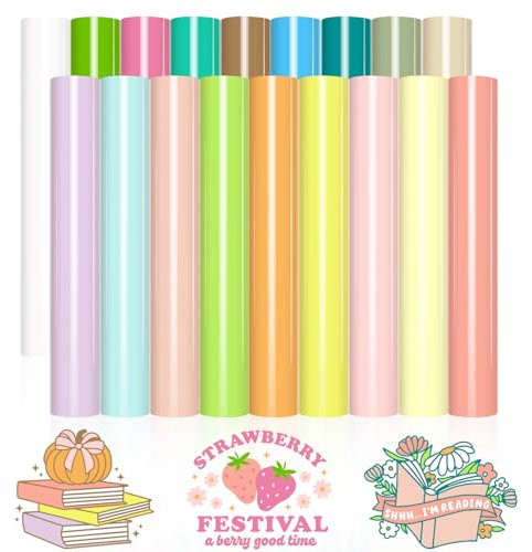 VINYL FROG Heat Transfer Vinyl Bundle 18 Pack PU Vinyl Pastel HTV Vinyl Sheets 12''x10'' Boho Iron on Vinyl for DIY T-Shirts Clothing Bags