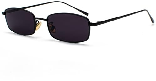 JCTAIFOO Retro Rechteck Sonnenbrille für Frauen Männer Quadratische Schmale Hip Hop Kleine Rahmen Sonnenbrille Schwarz/Grau