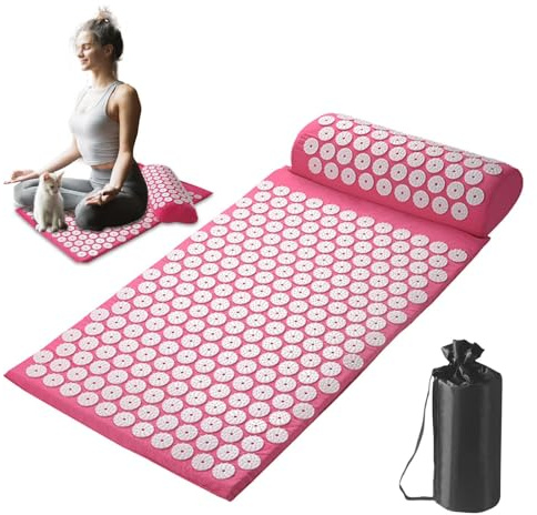 Spike Mat Meditation Set | Pressure Massage Mat mit Kissen für Nacken und Rücken | Ideal Meditation Zubehör für Zuhause, Büros oder Reisen | Verbessert Komfort und Entspannung