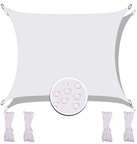 Grande gazebo da esterno 3 x 6 m, per spiaggia e giardino, tessuto Oxford bianco, vela ombreggiante con corda di fissaggio per protezione solare e copertura elegante