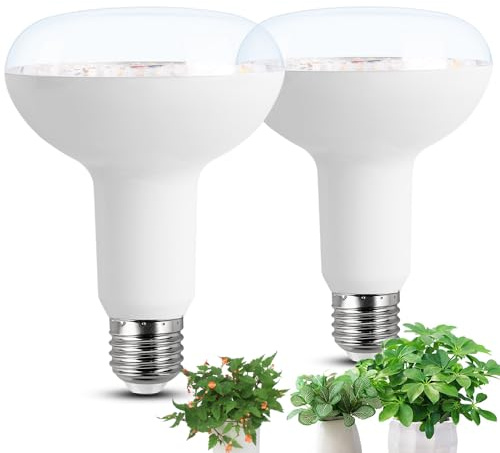 AIMEOKO BR30 LED Pflanzenlampe E27 15W, äquivalent 120W Vollspektrum Wachsen Lampe - E27 Base, Wachsen Licht für Indoor-Pflanzen, Gartenarbeit, Blumen, Gewächshaus- 2 Stück