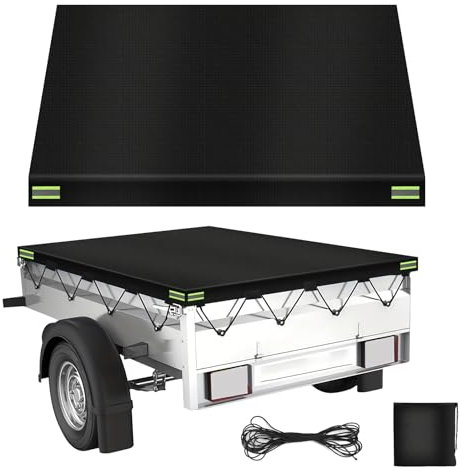 Luziyun Lona para Remolque 214 x 122 x 13 cm, Material Oxford 420D, Impermeable, Resistente al Viento,Protección Solar, con Cuerda y Bandas Reflectantes, Compatible de Remolques de Automóviles 750 kg