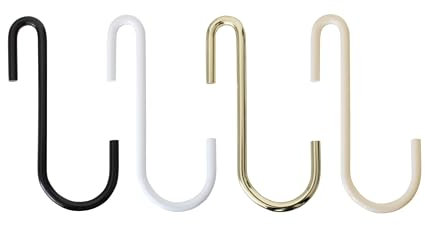 Natural Goods Berlin Design Kleiderhaken GARD FLAT S-Form für 30mm Kleiderstange oder Hakenleiste aus Metall für Garderobe, Küche, Bad, Büro, Garage, Schuppen, hängend rostfrei sehr stabil (9, Beige)