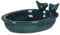 Generisch Ovale Vogeltränke 31 x 24cm Petrol Terracotta Vogelbad Futterschale Gartendeko