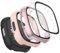Mugust【4 Stück】 Schutzfolie für Fitbit Versa 4 Schutzhülle, Hard PC Cover Vollschutz Display Schutz Hülle für Fitbit Sense 2 Schutz Case (Schwarz+Transparent+Rosa+Roségold)