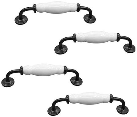 Tirador de cerámica, Tiradores de cajón, Juego de 4 pomos de cerámica de porcelana blanca for cajones, tiradores de cocina, tiradores de cerámica de zinc for puertas de armarios de cocina, armarios, t
