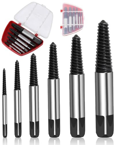 TPZORJX 6 Piezas Extractor de Tornillos Rotos,Extractor de Pernos profesional, Kit Herramientas Extracción de Tornillos con Caja de Almacenamiento para Tornillos Rotos o Dañados