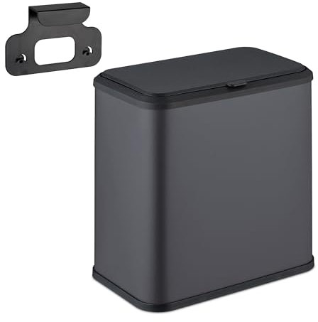 Relaxdays, Superbe Poubelle, capacité 5 litres, Plastique et métal, pour la Cuisine ou la Salle de Bain, Grise