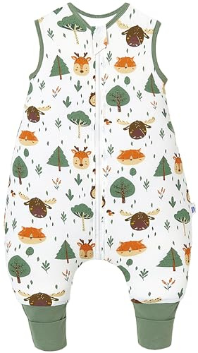 Chilsuessy Baby Schlafsack mit Füßen 2.5 Tog Winter Schlafsack Babyschlafsack mit Beinen Schlafstrampler für Jungen Mädchen, 2.5 Tog/Wald Tiere, 70cm/Baby Höhe 80-90cm