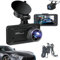 oryzom 4k dashcam,botslab dashcam,dasch-cam auto 360 grad 4k kabellos,mit 3,94 Bildschirm/Vorne & hinten/Autokamera mit 170° Weitwinkelansicht/Nachtsicht/Parküberwachung/G-Sens+1080P+ACC-Abwärtskabel