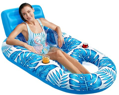 Aufblasbare Pool, Pool Liege, 160x120x70cm Pool Liege Im Wasser, Aufblasbare Schwimminseln Erwachsene Groß, Ahornblatt Design Luftmatratze Mit Getränkehalter Für Garten See Teenager Br