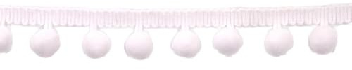 WANYI Bommelborte 2,2cm Breit Pompons Borte zum Basteln Borten und Bänder zum Nähen Meterware Dekoband mit Pompons Bommelband Fransenborte für DIY Basteln Kleidung Vorhang(Weiß)