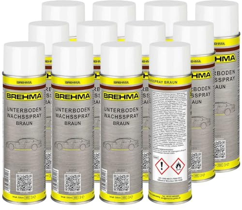 BREHMA 12x Unterbodenwachs Spray braun Unterbodenschutz Wax UBS