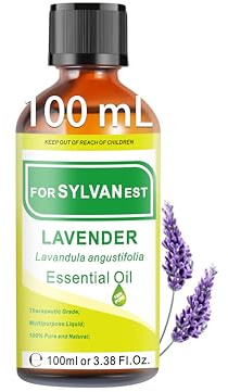 FORSYLVANEST Olio essenziale di lavanda 100 ml Olio essenziale naturale puro al 100% adatto per rafforzare il sonno (lavanda)