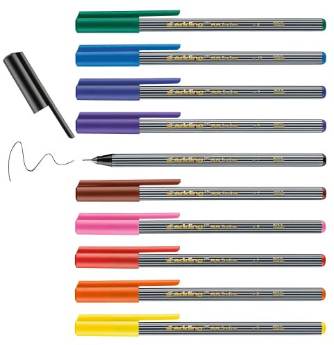 edding 55 Fineliner - Set mit 10 leuchtenden, bunten Farben - 0,3 mm Spitze - Farbstift zum Schreiben, Malen, Unterstreichen, Illustrieren - für Kinder und Erwachsene, Schule, Homeoffice, Büro