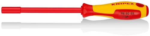 KNIPEX Steckschlüssel mit Schraubendreher-Griff isoliert mit Mehrkomponenten-Hüllen, VDE-geprüft brüniert 232 mm, 98 03 05