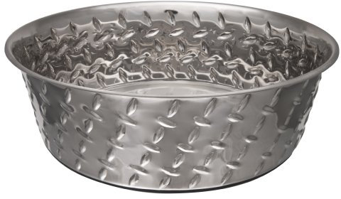 Loving Pets Ruff-N-Tuff Diamond Plated Dog Bowl Stainless Steel Heavy Weighted Dish - X-Large - 4.7 Litre