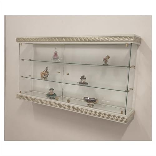 VM ART DESIGN GLASS BY VETRERIA MICELI Vitrine Wand VMVBR6HT Weiß und Gold Farbe (Versux Style)