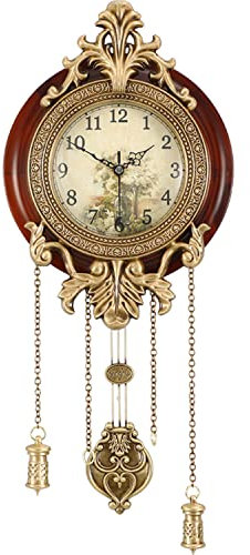 Aero Snail Dia 22,9 cm Retro-Stil Vintage Holz Indoor Wanduhr mit schwingendem Pendel (benötigt 2 AA-Batterien für Zeiger und Pendel)