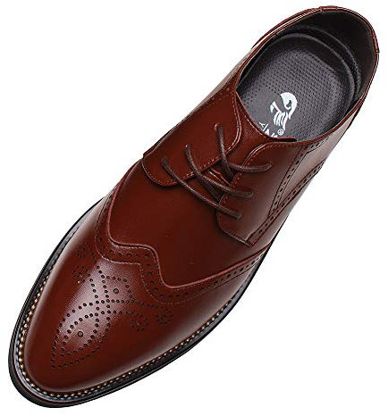 ANUFER Hombres Inteligente Punta Puntiaguda Zapatos de Vestir con Cordones Formal Negocios Boda Brogues Marrón P110 EU47