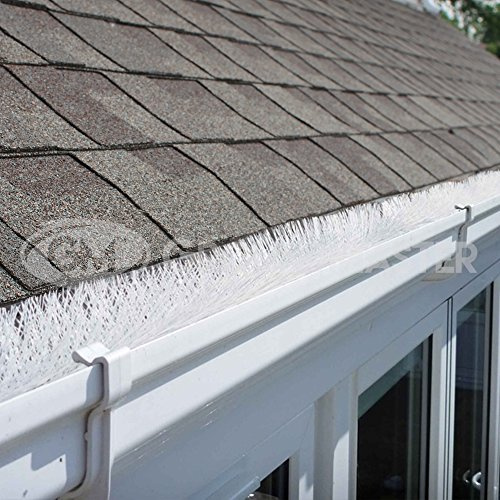 GroundMaster Gutter Guard Brush - Drain Downpipe Leaves Filter (32m (105ft), White)