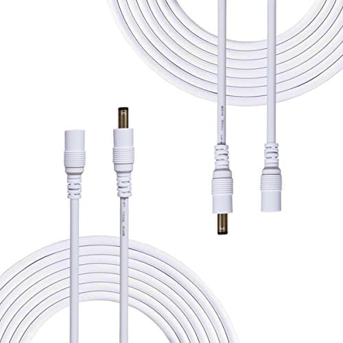Liwinting 2pcs 1m/3.28Feet DC Verlängerungskabel 5.5 mm x 2.1 mm DC Anschlusskabel DC/Gleichstrom Verbinderkabel DC Verteiler Männlich zu Weiblich Verbinder für Netzteil,LED,CCTV-Kamera Power - Weiß