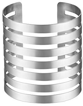 FOCALOOK Armband Frauen Verstellbar Armreif Edelstahl 72mm breit Armreif Oberarm Charm Armband Oberarmreif Schmuck für Party/Geburtstag