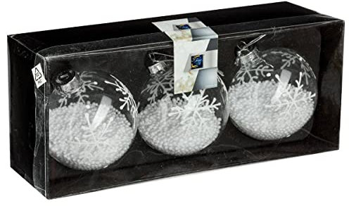 Feeric Lights & Christmas - Weihnachtskugel schneeglas d6-8 - Weihnachtskugel Glas Schnee, Maße Sortiment 1: D. 6 cm Sortiment 2: D. 8 cm Sortiment 3: D. 6 x H. 11 cm